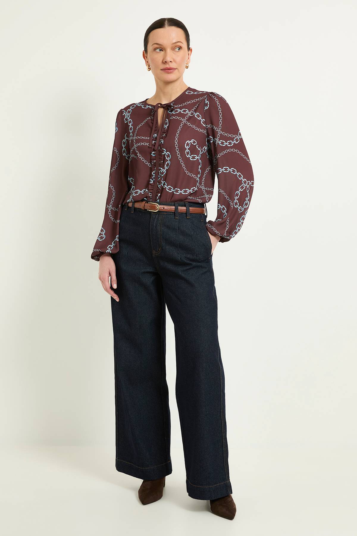 Wallis Chemisier À Volants Et Imprimé Chaînes