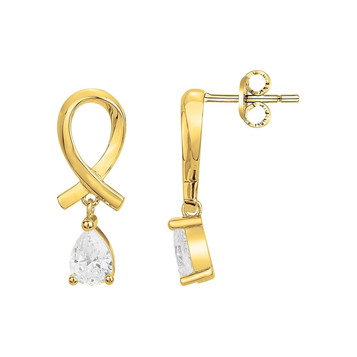Boucles d'oreilles pendantes en Plaqué Or avec oxyde de zirconium blanc