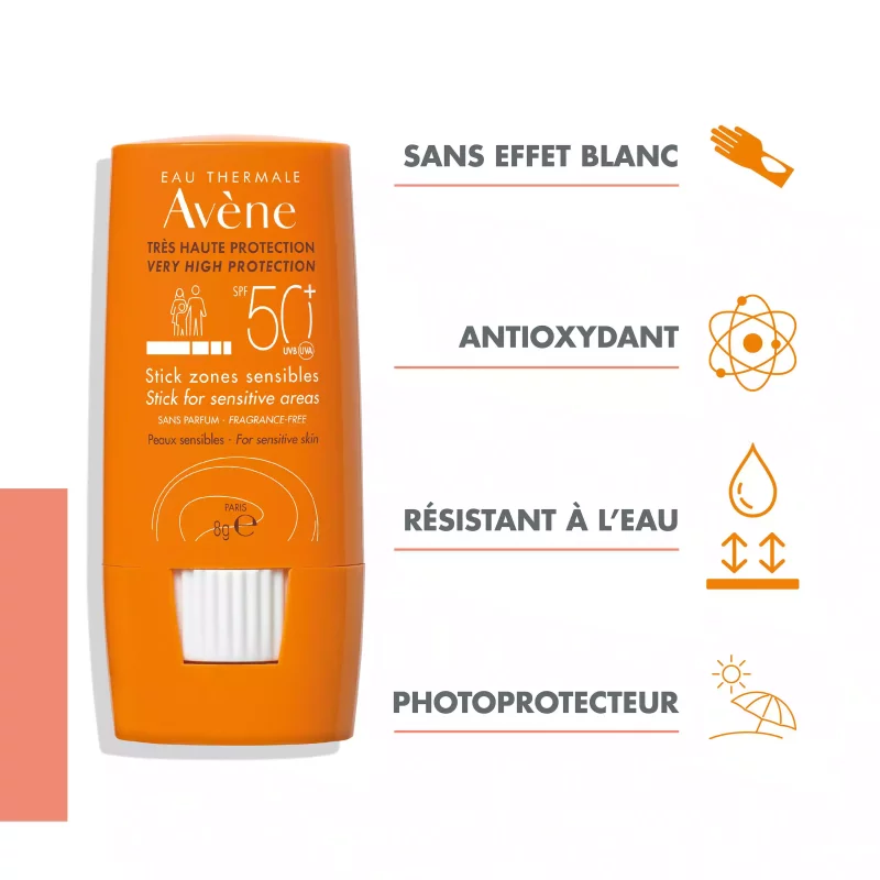 Soins Solaires - Stick Zones Sensibles SPF 50+ - 8g