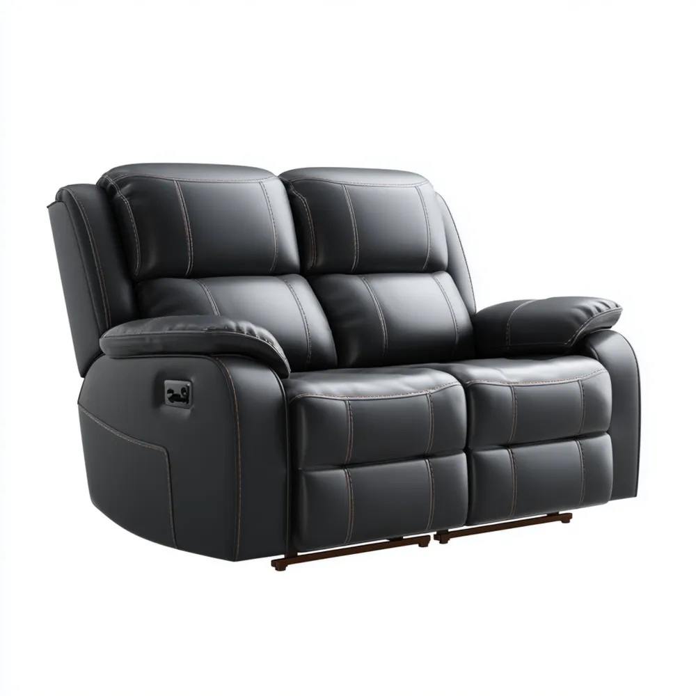 2-Sitzer-Sofa Kunstleder Schwarz - Relaxfunktion (150x90x100 cm)