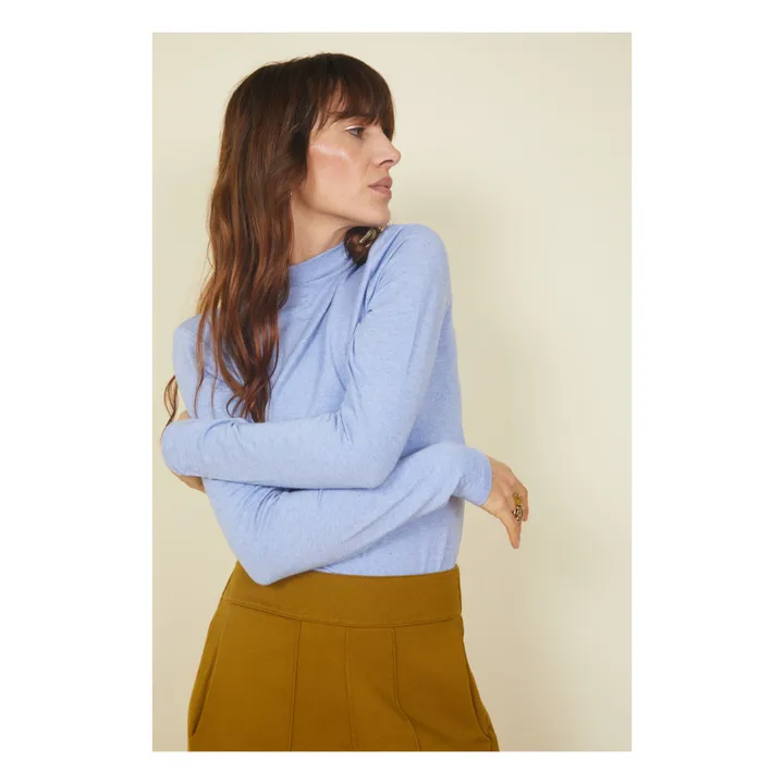 SMALLABLE BASICS Col Roulé Femme Manches Longues en Modal | Bleu ciel