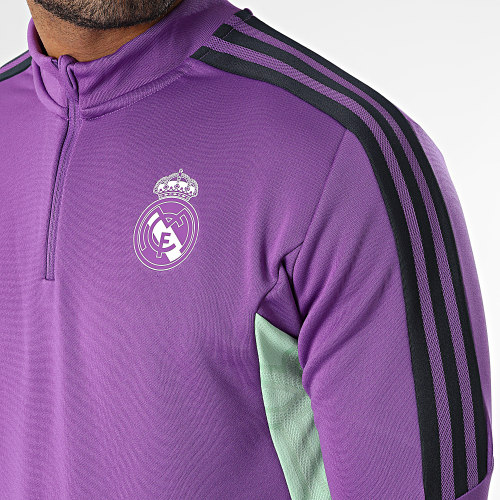Sweat Col Zippé A Bandes Real HT8803 Violet