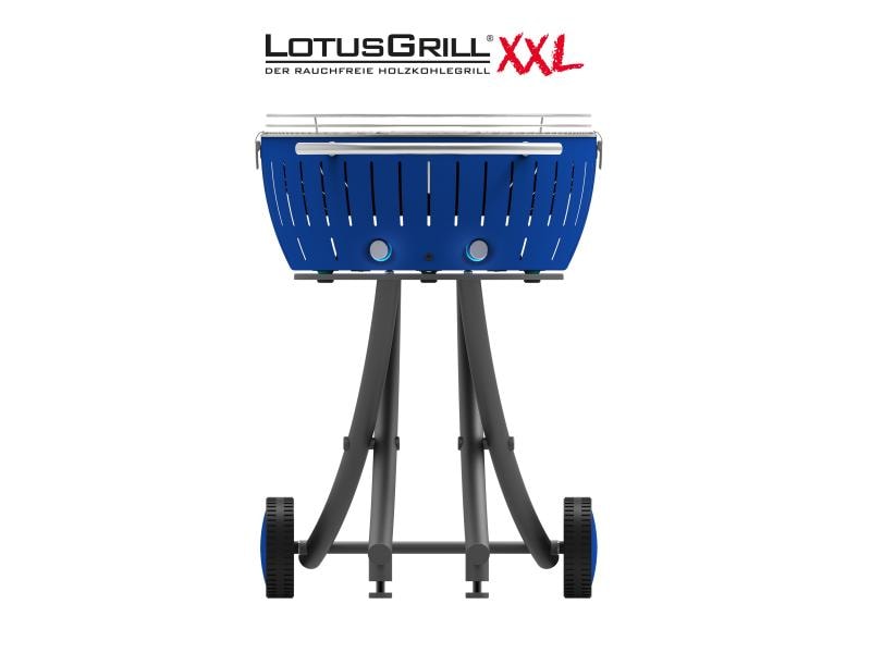 LotusGrill Holzkohlegrill XXL Tiefblau Rauchfreier Holzkohle-Grill für Garten und Balkon