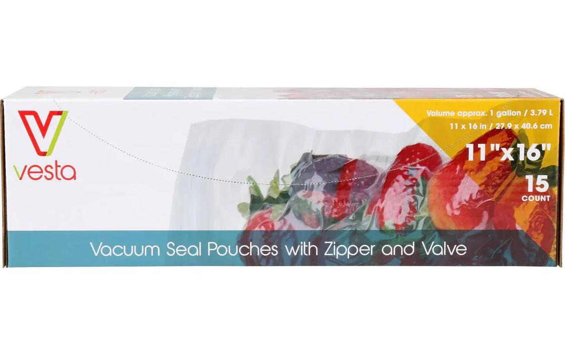 Vakuumierbeutel 28 x 40 cm, 15 StückVakuum-Frischhaltebeutel mit Reissverschluss und Ventil