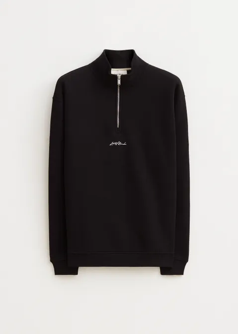 Brushed half zip sweater zwart (ZWART)