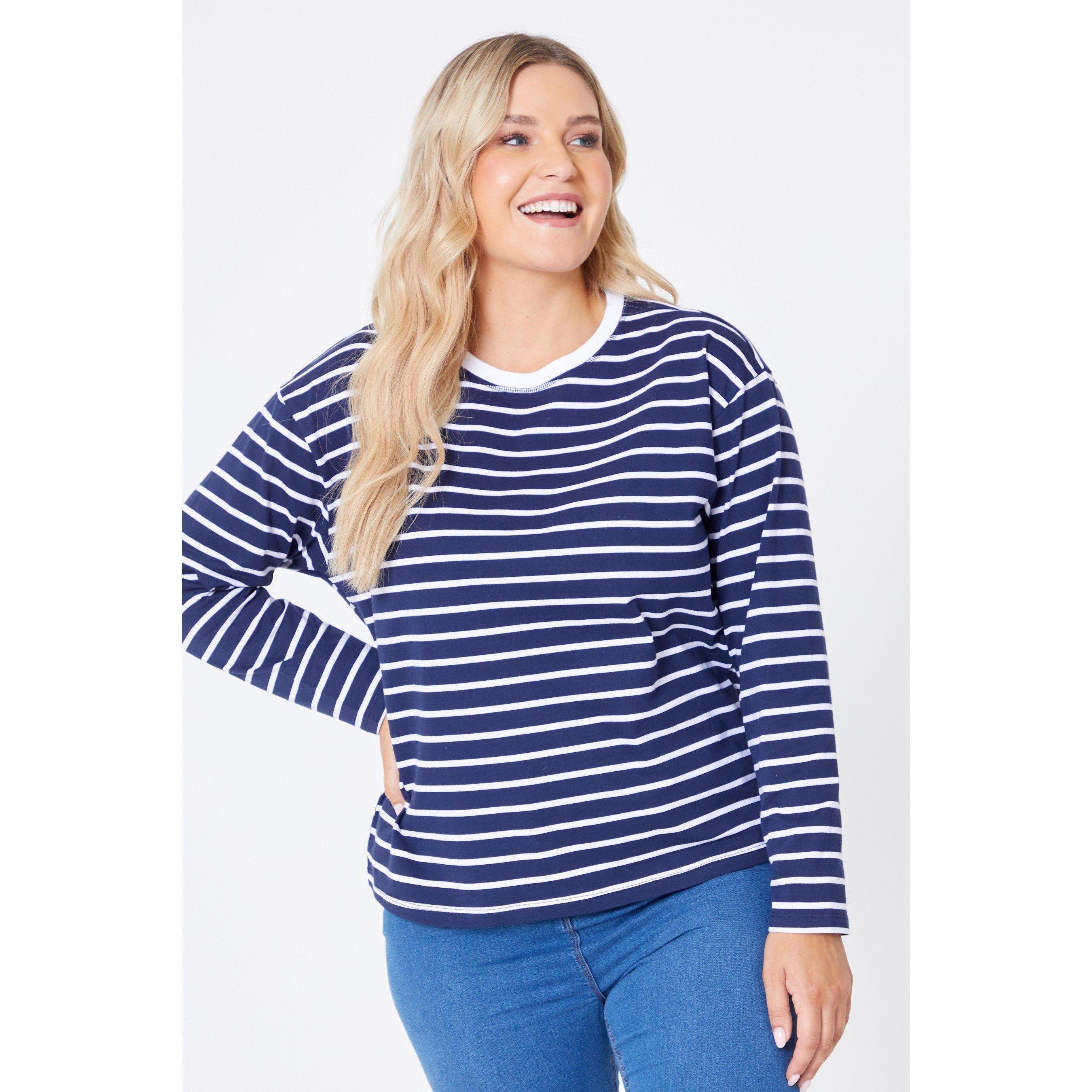 Be You Ladies Long Sleeve Stripe T Shirt
