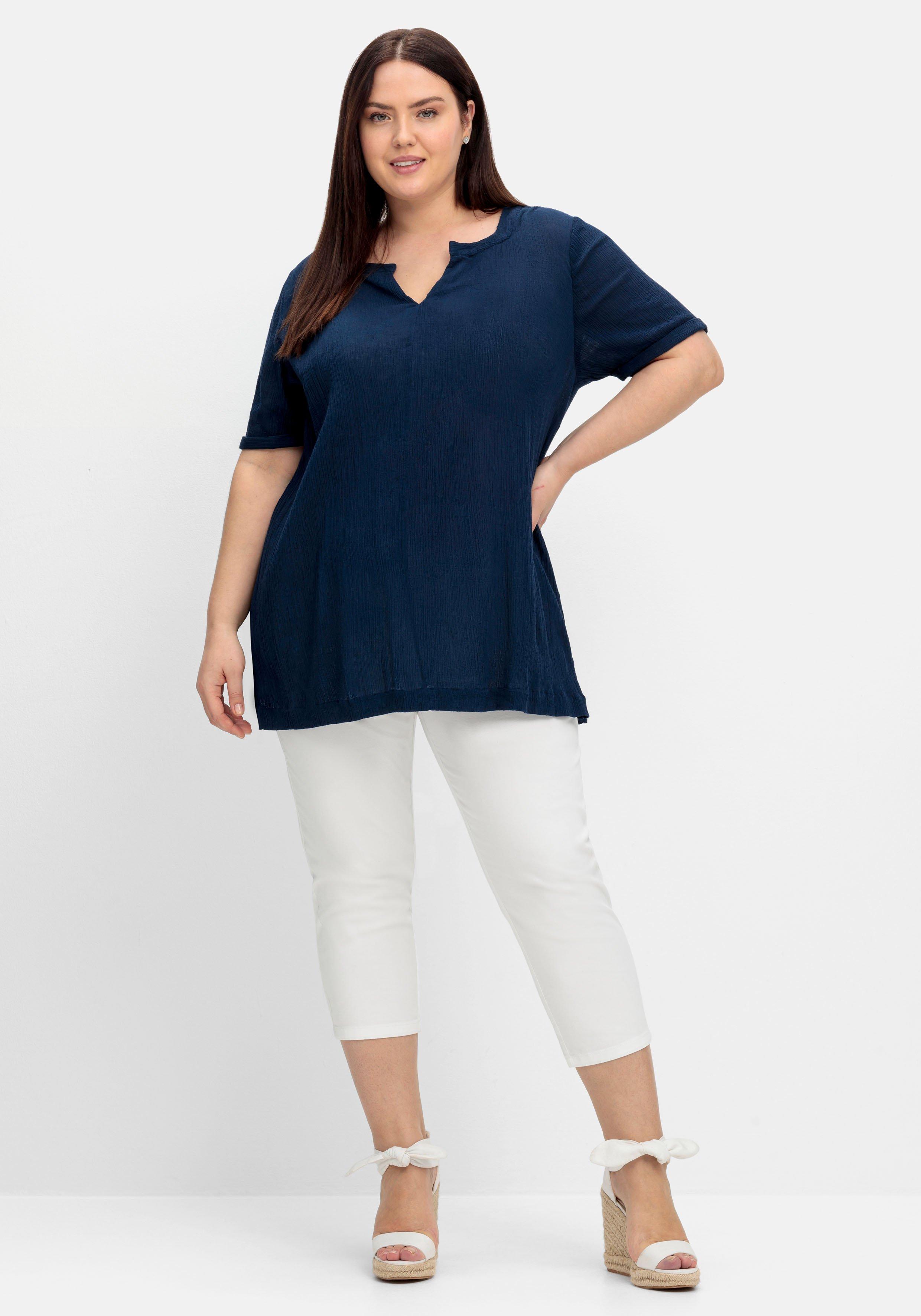 Schmale 7/8-Hose mit Gummibund, aus Twill