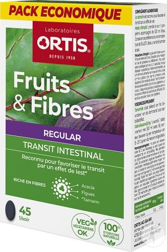 Ortis Fruits & Fibres Regular Transit Intestinal Ecopack 3x15 Comprimés