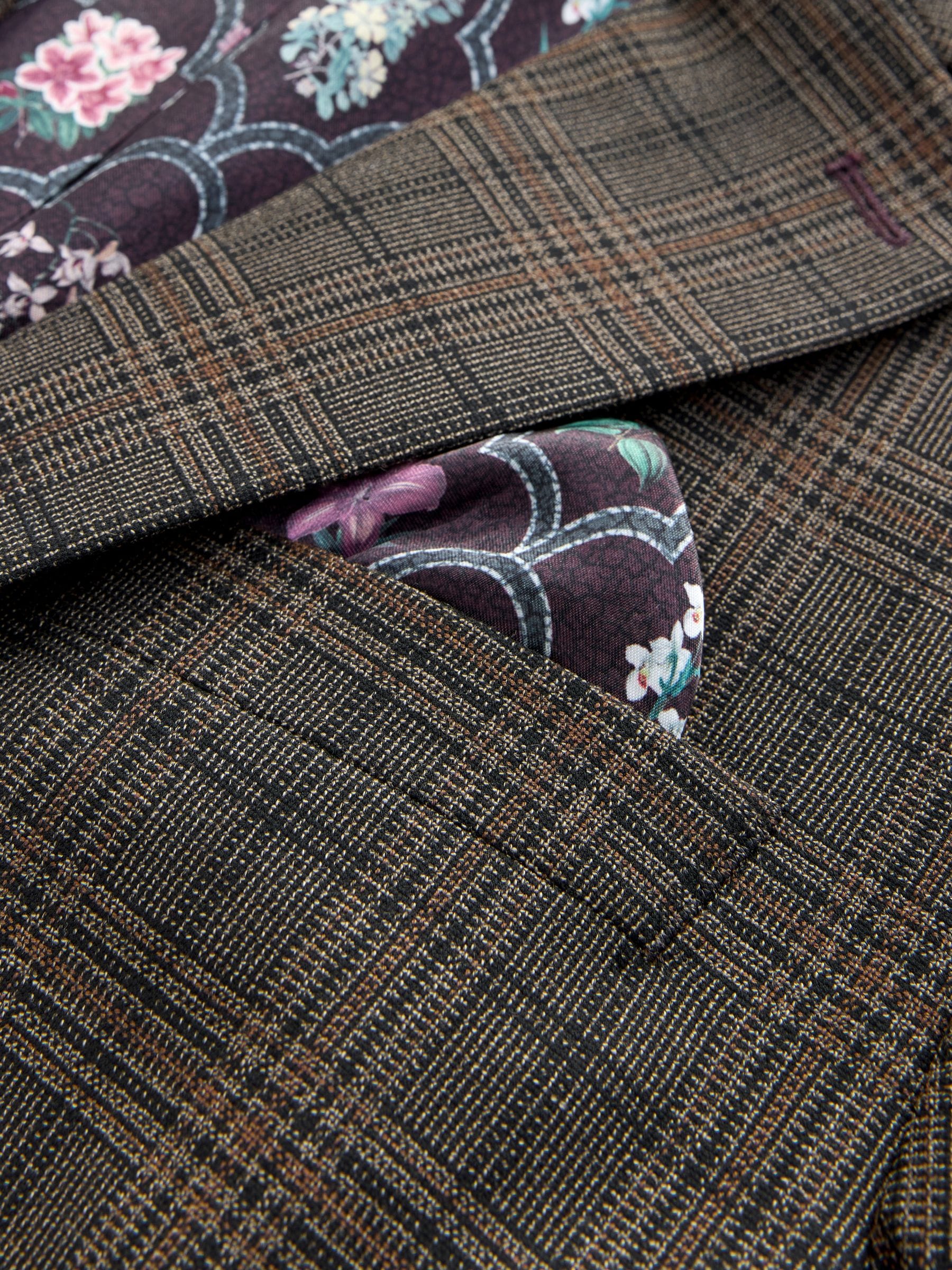 Bruin - Slim-fit maatgesneden pak met ruiten: colbert