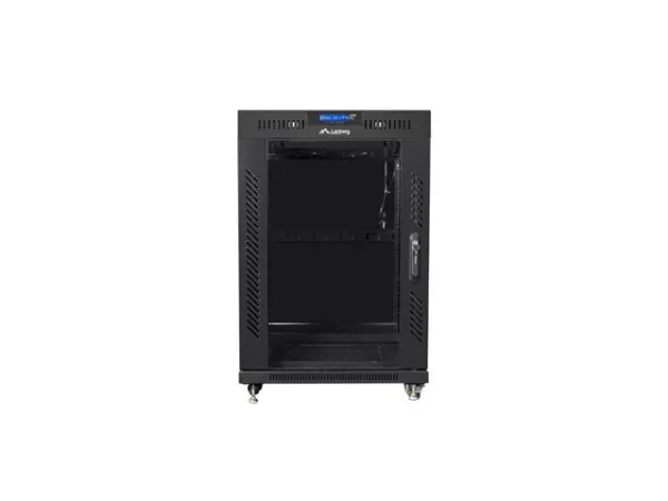 Lanberg - Rack kabinet - med 4 køleblæsere, display - sort, RAL 9004 - 15U - 19