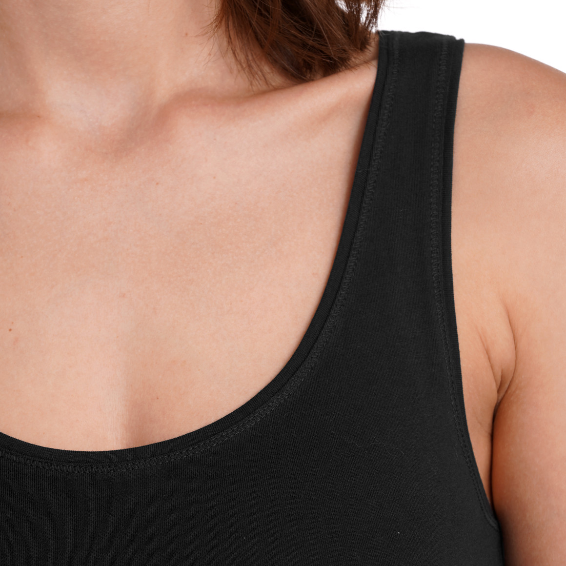 Gina Benotti 2 Damen Unterhemden mit breiten Trägern schwarz