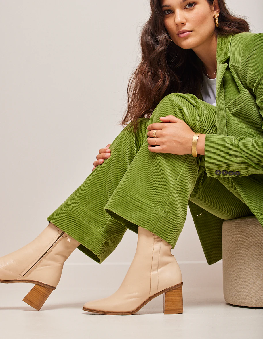 Bottines à talons Frida - Cuir écru