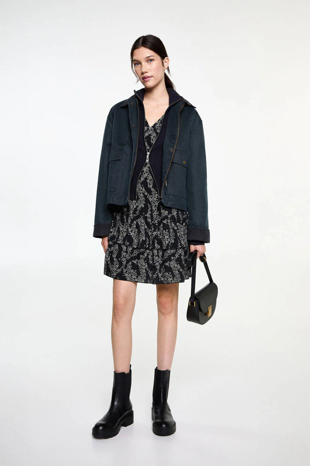 MANGO TEEN midi jurk zwart