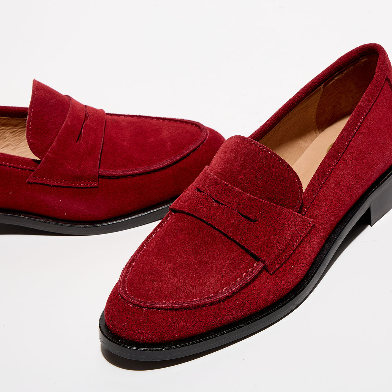 Apologie Mocassins en Velours de Cuir Juliette framboise