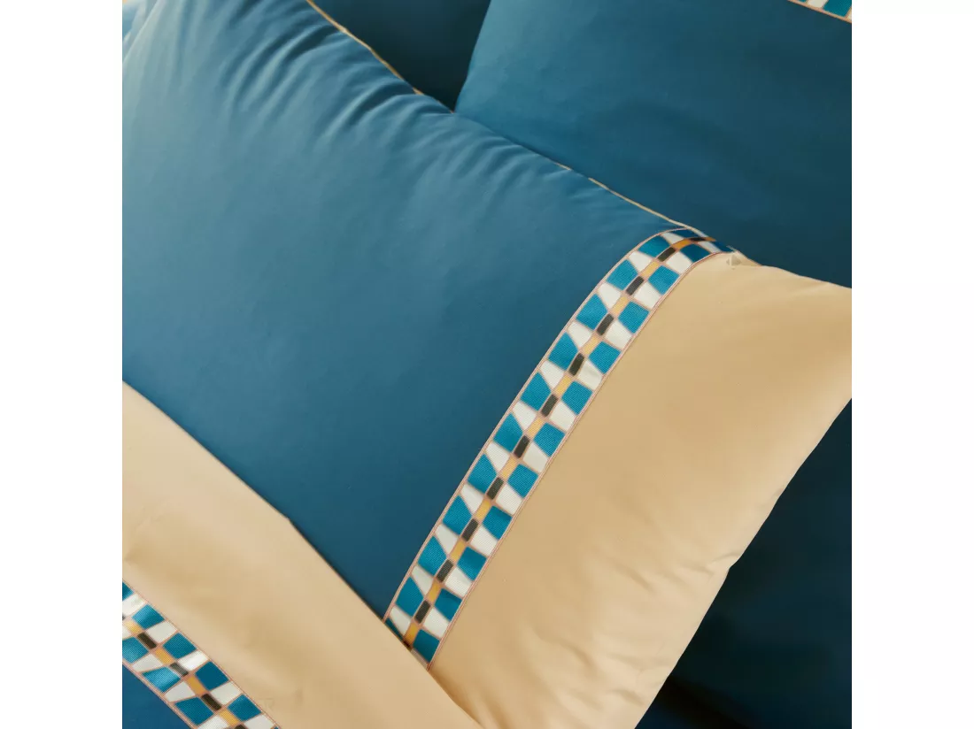 Drap plat 240x310 cm en percale de coton LINOA bleu cobalt