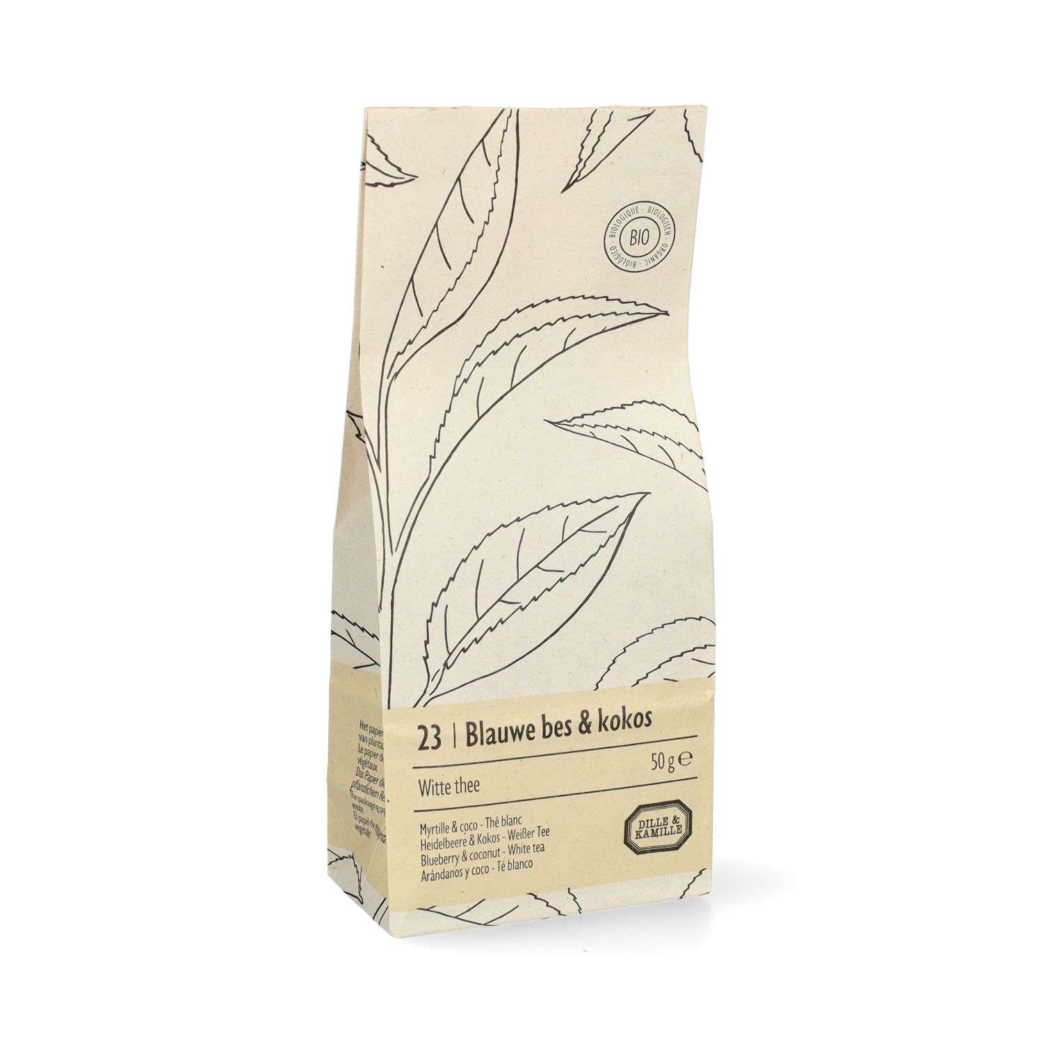 Witte thee, biologisch, blauwe bes en kokos, 50 g