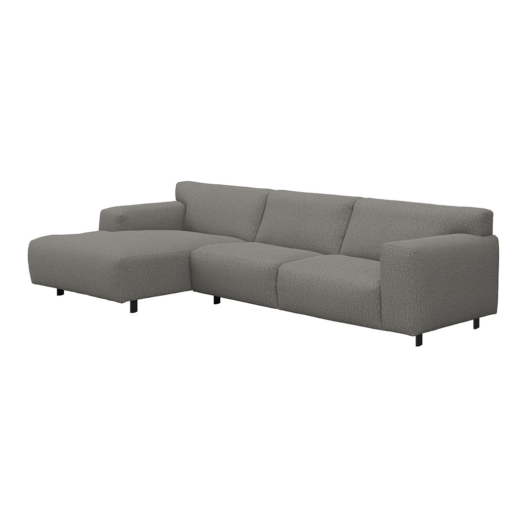 Vesta 2,5-seter med sjeselong venstre I Tekstil Marsel Dark grey, standardsøm, sort metallben 10 cm, Comfort CM