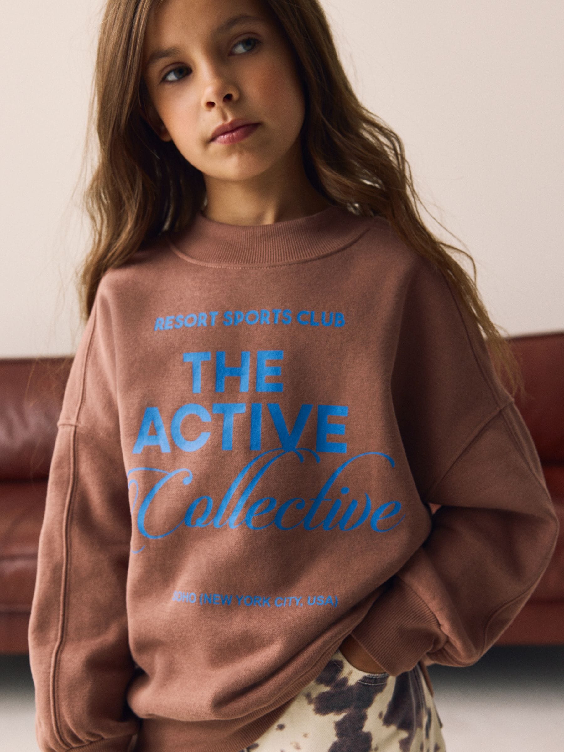Chocoladebruin - Sweatshirt met slogan (3 - 16 jr)