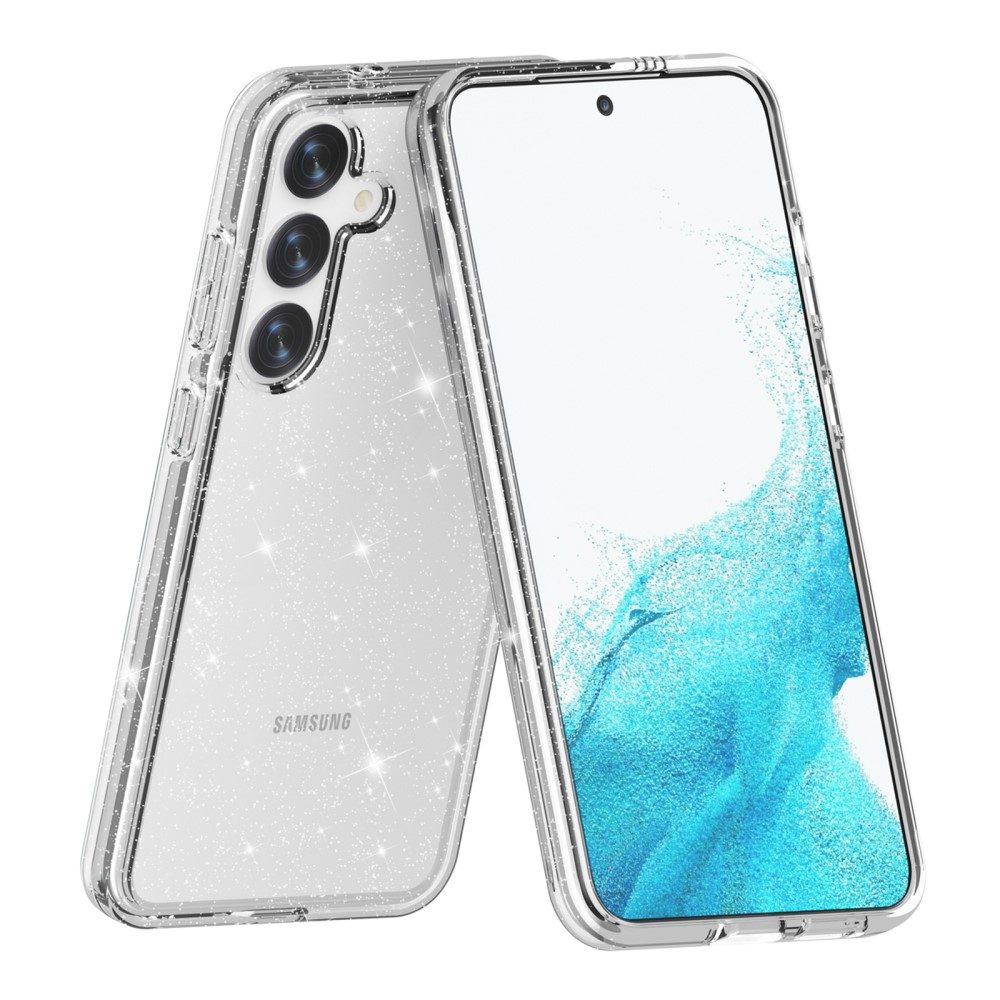 Samsung Galaxy S24  Plus Hybrid Hardcase Schutzhülle im Glitzer Design - Silber / Transparent