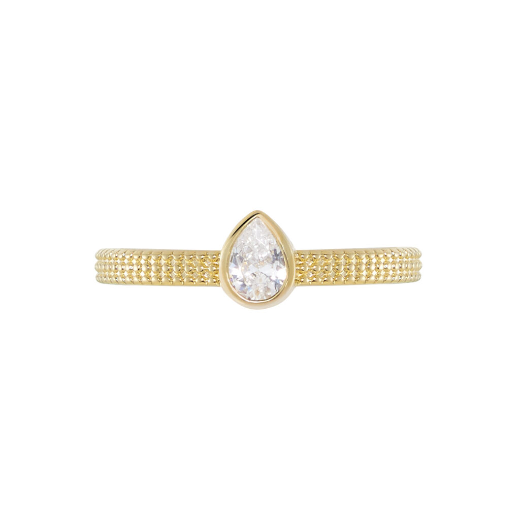 Bague Plaqué Or Lame Oxyde De Zirconium