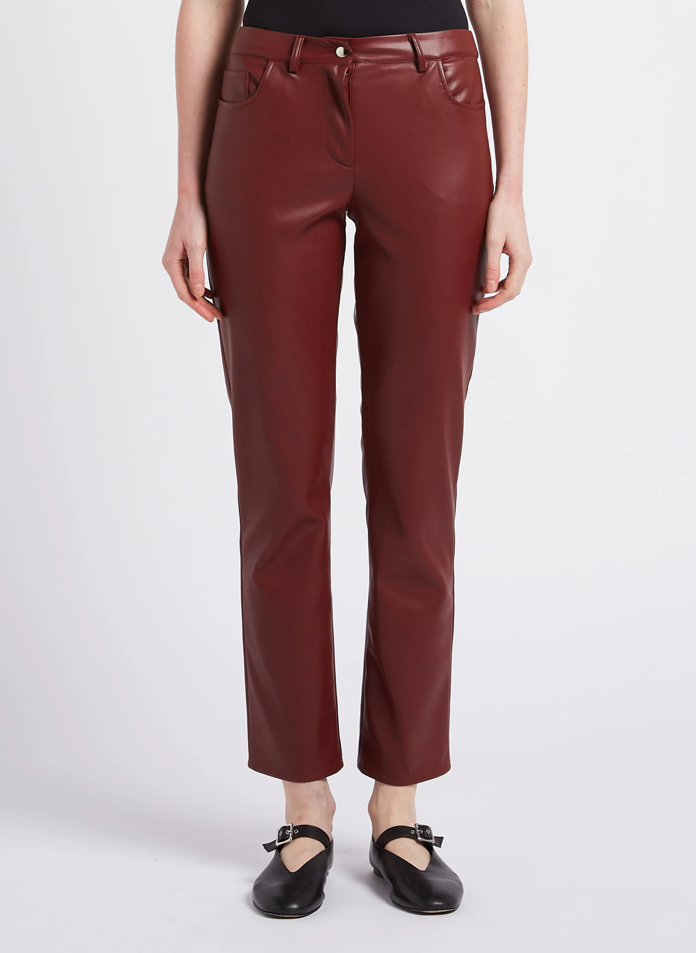 PHOEBE - Pantalon droit taille basse| Rouge