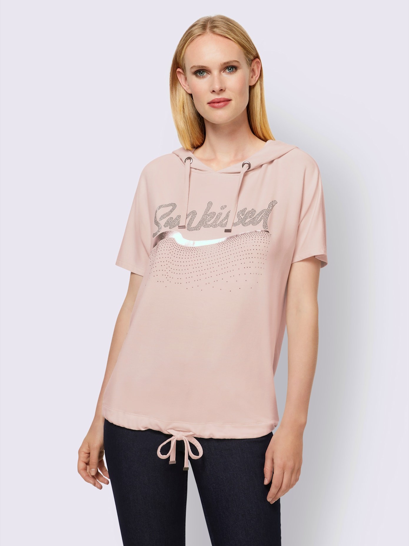 T-shirt capuche avec coulisse et lien à nouer