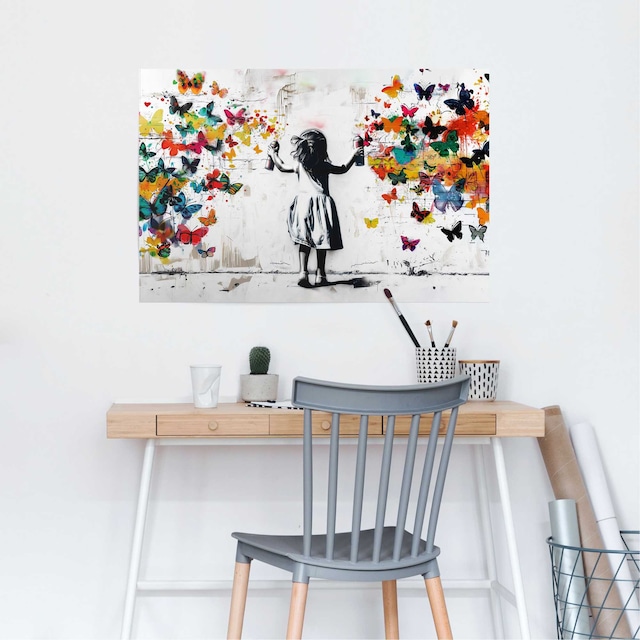 Reinders! Poster »Wolke von Schmetterlingen« Kinderzimmer - Mehrfarbig - 150 gr.  Papier - Street Art - 91,5x61 cm
