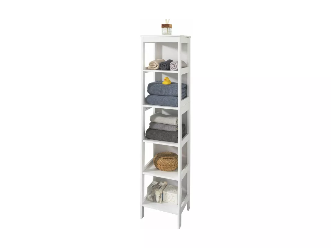 Meuble Colonne De Salle De Bain Armoire Haute Étagère De Salle De Bain Avec 6 Étagères,bzr14-w