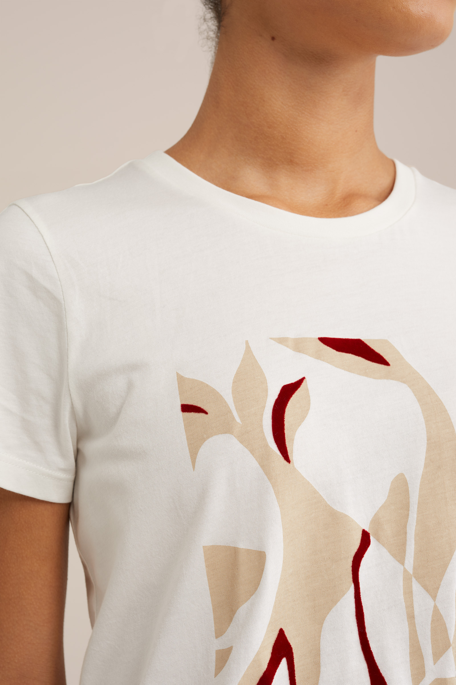 t-shirt met opdruk WE Fashion Gebroken wit