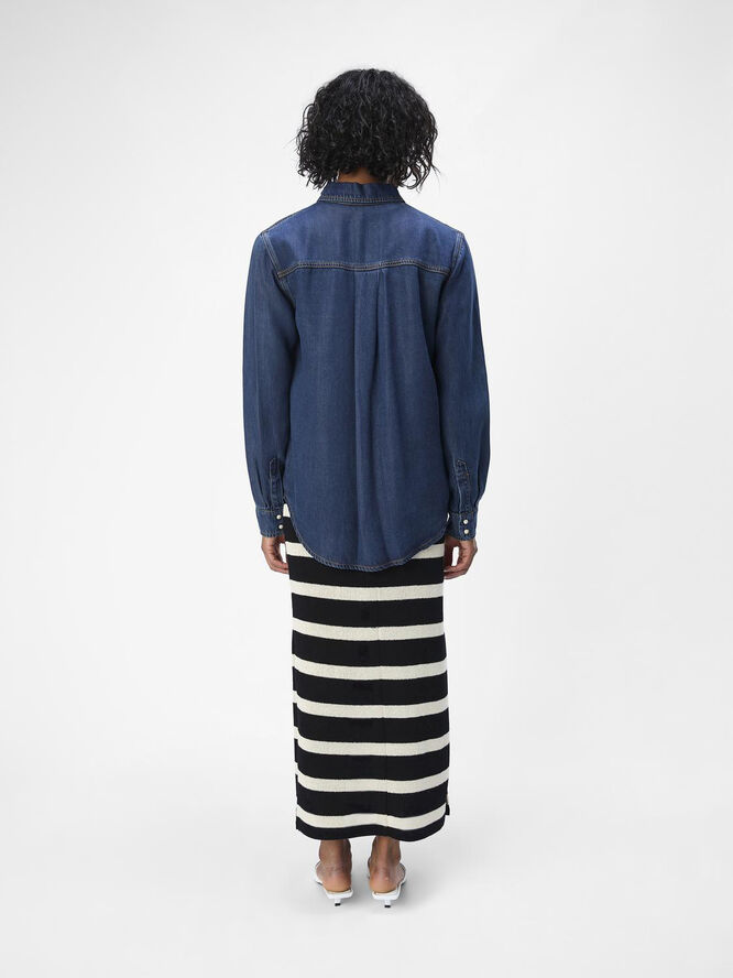 Object OBJFRAME LO L/S DENIM SHIRT CC1 AW Dark blue denim