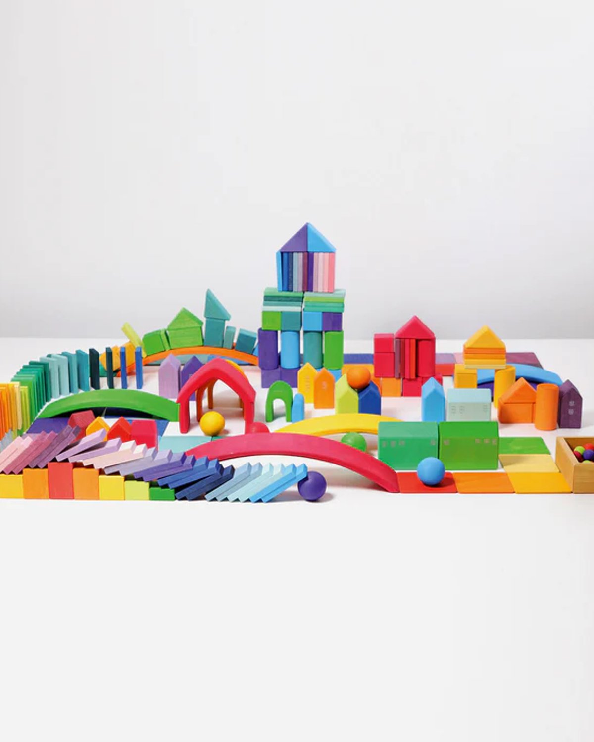 Byggesett – 70 klosser i brett – Bygge, pusle, sortere | Shapes and Colors