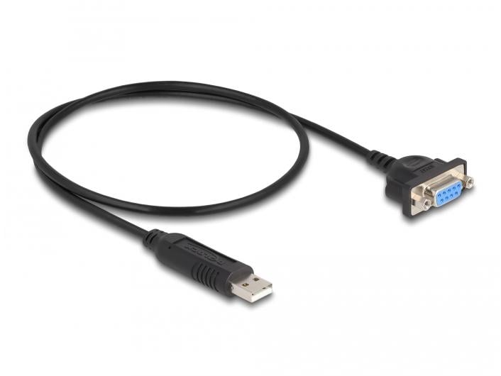 Delock Serial-Adapter USB-A – RS-232 D-Sub 9 Pin mit Mutter USB-A zu Seriell RS-232