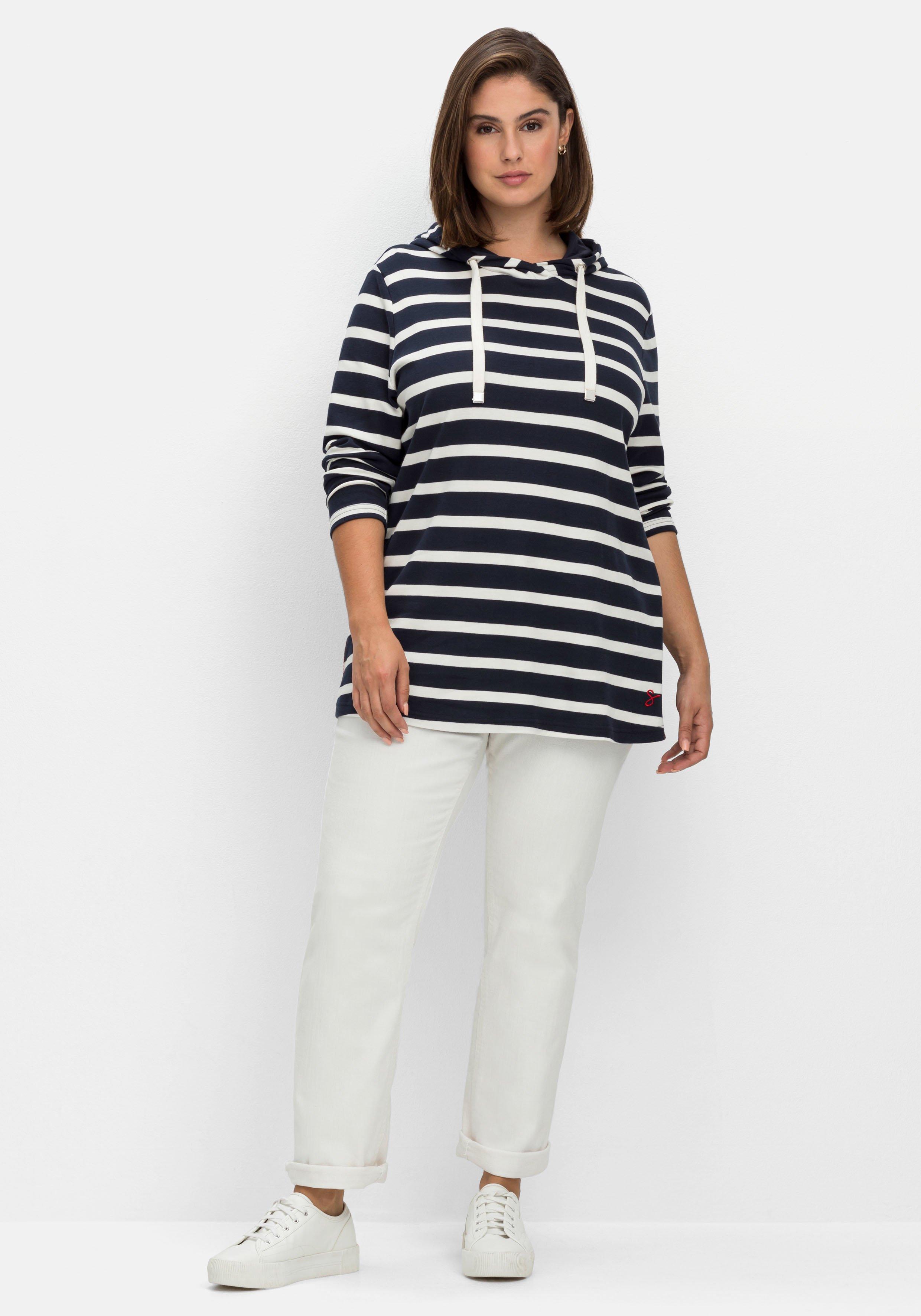 Gestreiftes Langarmshirt mit Kapuze