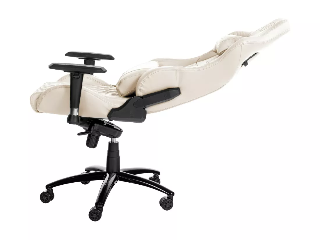 Chaise de bureau - Véritable cuir & Métal - Crème - Keren