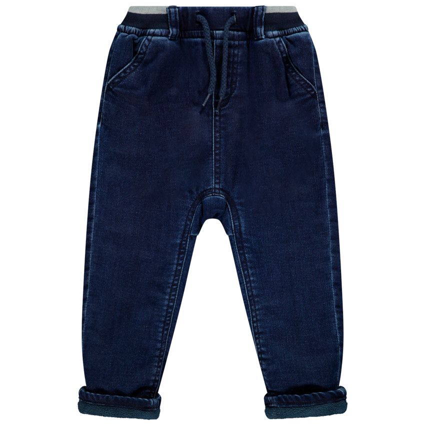 Jean effet délavé doublé micropolaire pour bébé garçon - Bleu moyen