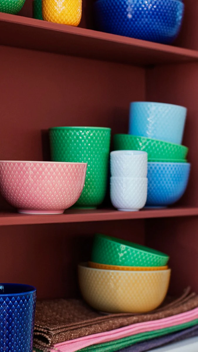 Lyngby Porcelæn  Rhombe Color skål, grøn - H: 6,5 cm.