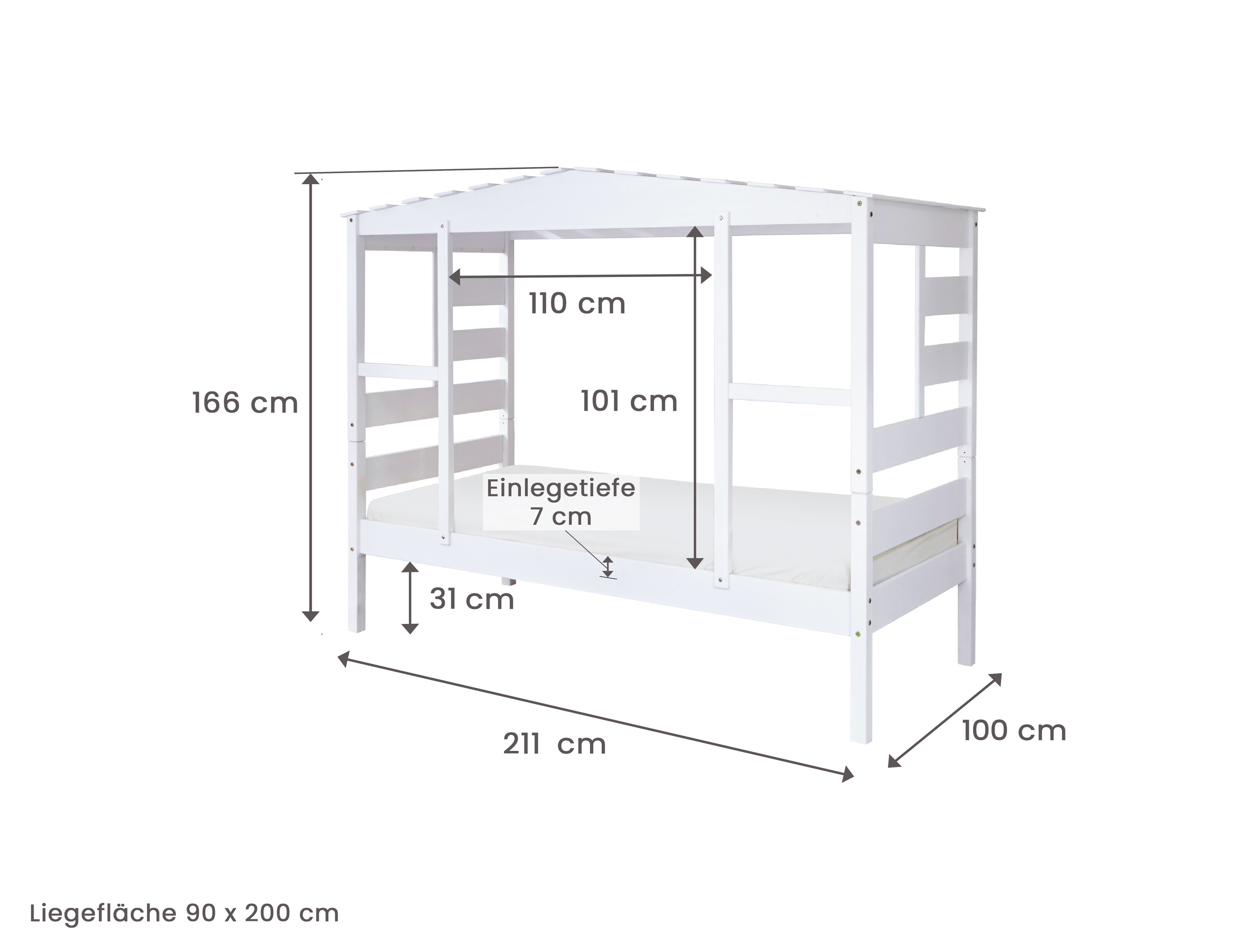 TiCAA Hausbett mit Bettkasten 