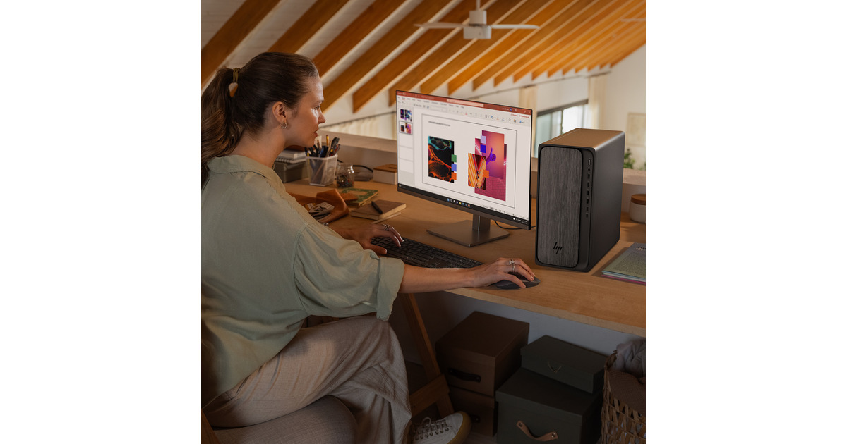 HPOmniDesk M02-0025nd (B8EM2EA) pc-systeem  (Zwart/grijs | R5 8500G | Radeon Graphics | 16 GB | 512 GB SSD)