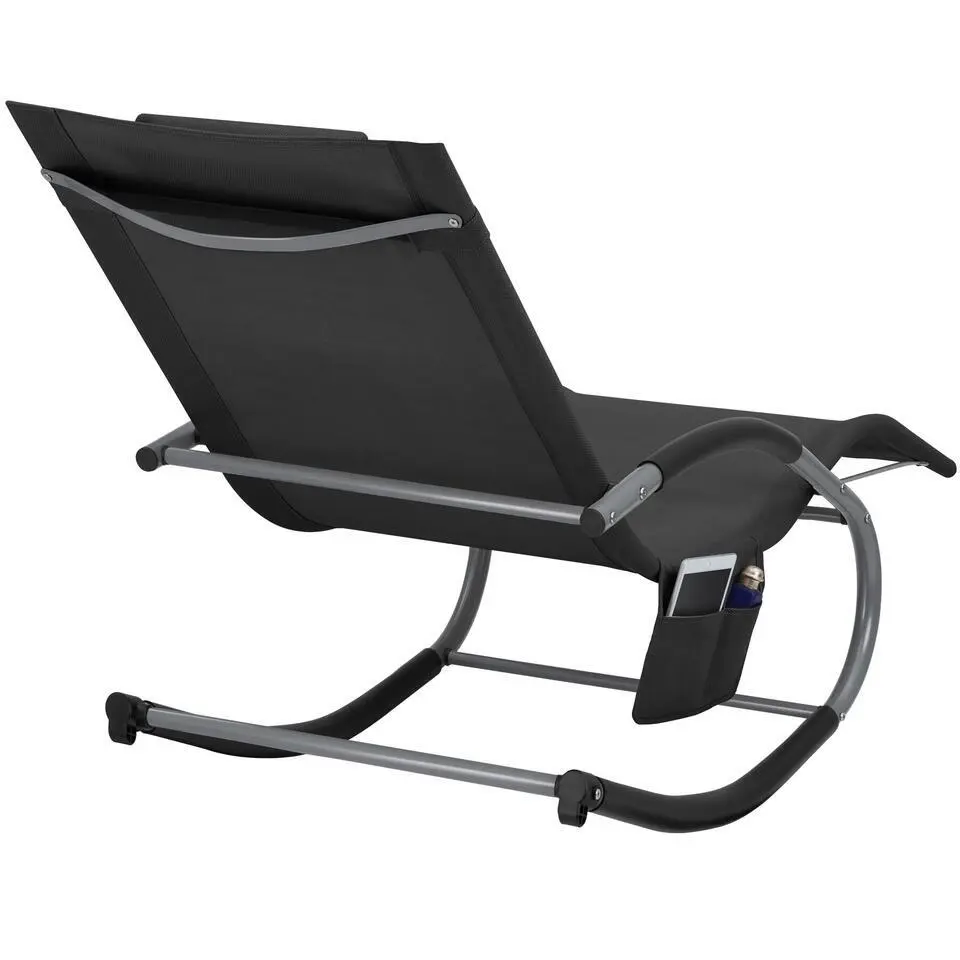 tectake Ligstoel Taya, ergonomisch, schommelfunctie, Zwart