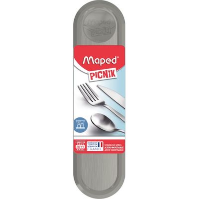 Maped Picnik Concept Adult - Boîte à couverts + couverts inox - gris