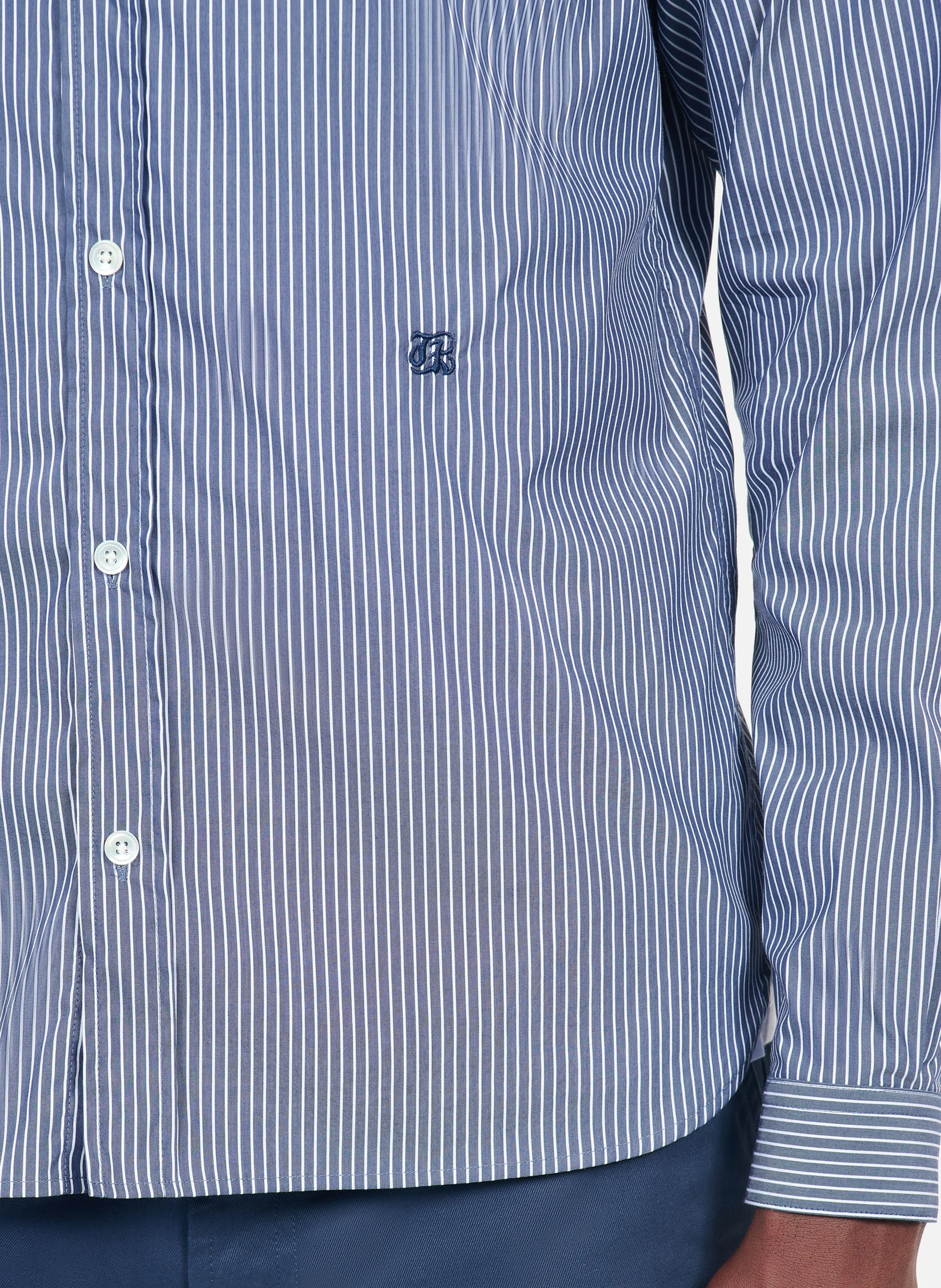 Chemise col classique slim-fit en coton mélangé | Bleu