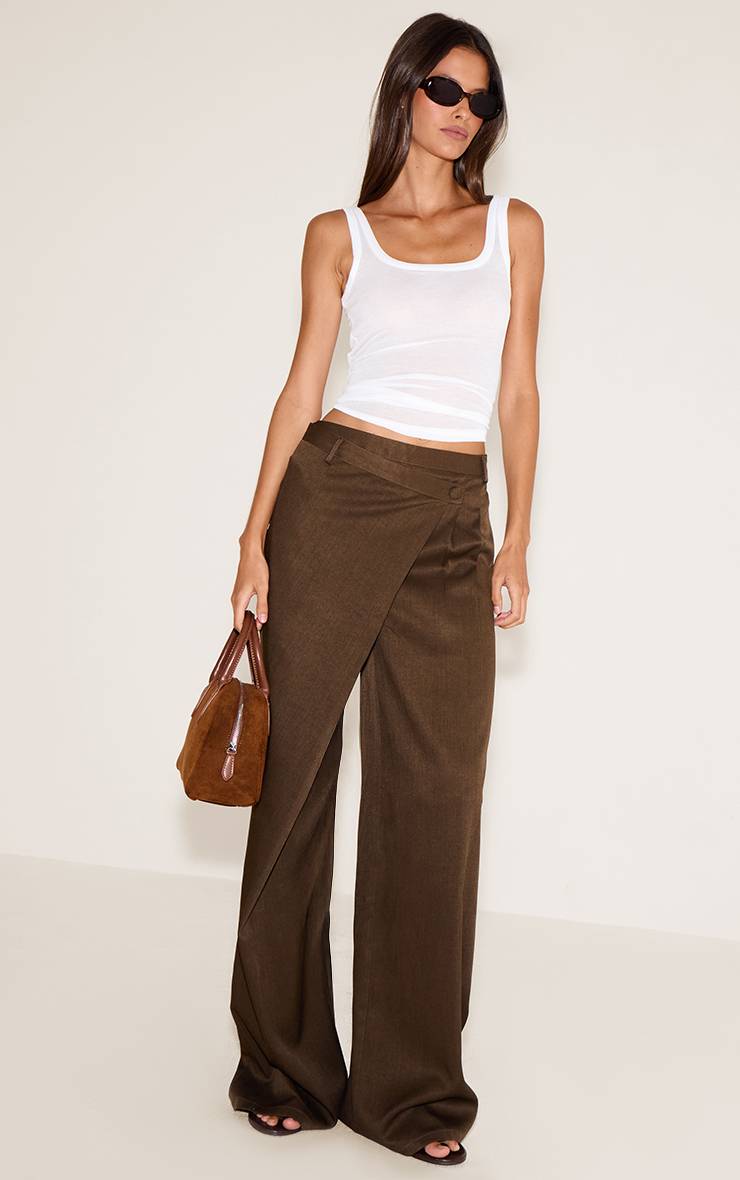 Kaki Pantalon Tissé À Nouer Sur Le Devant