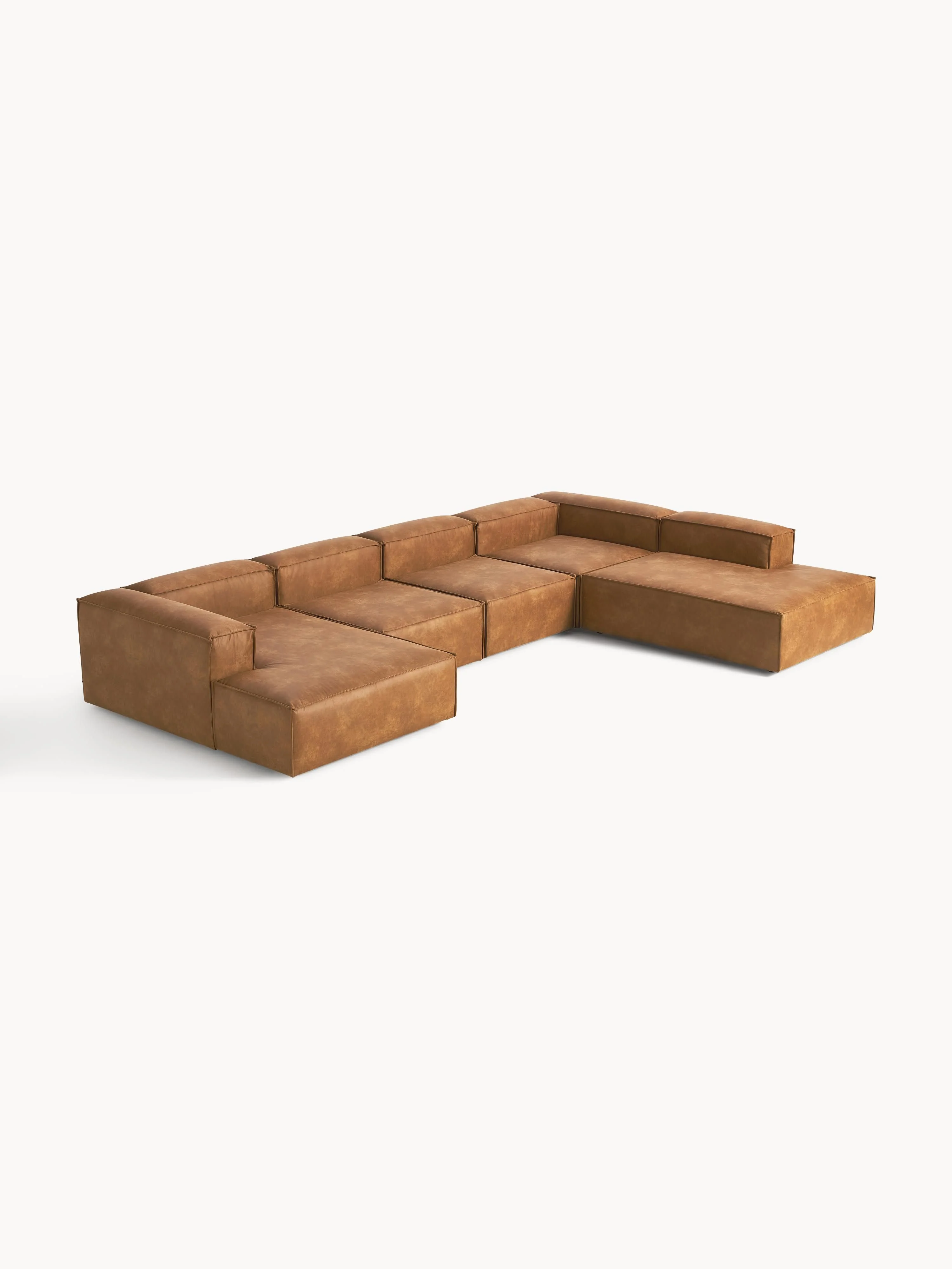 Modulaire U-bank Lennon van gerecycled leer