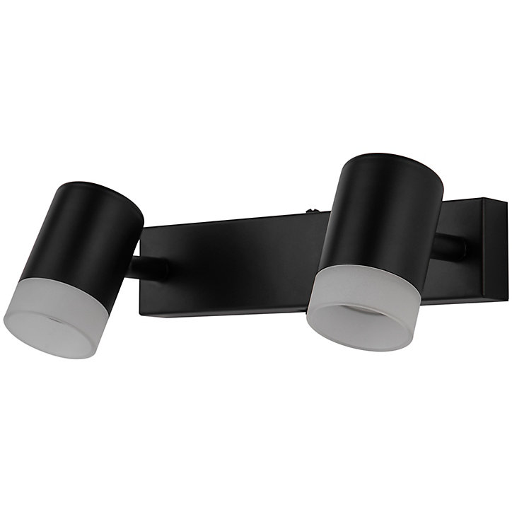 Réglette spot LED intégrée 2 lumières 350 lm 7W blanc chaud GoodHome Maupin noir mat L.22 x L.5 x H.14 cm