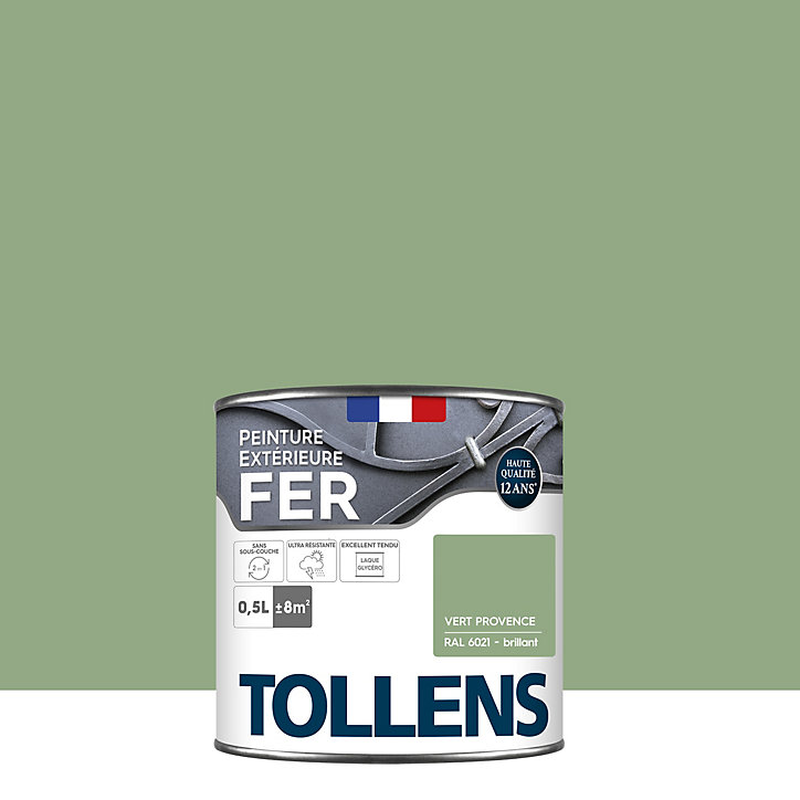 Peinture extérieure fer Tollens brillant vert provence 500ml