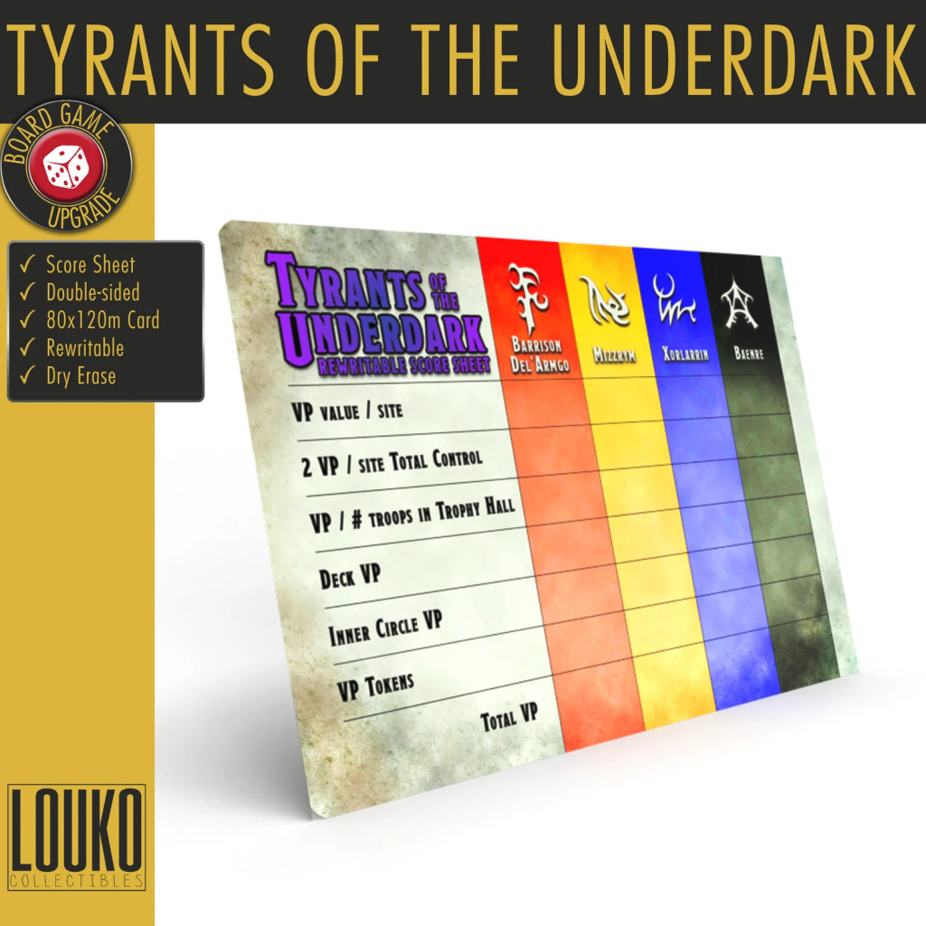 Les Tyrans de l'Ombreterre - Feuille de score réinscriptible