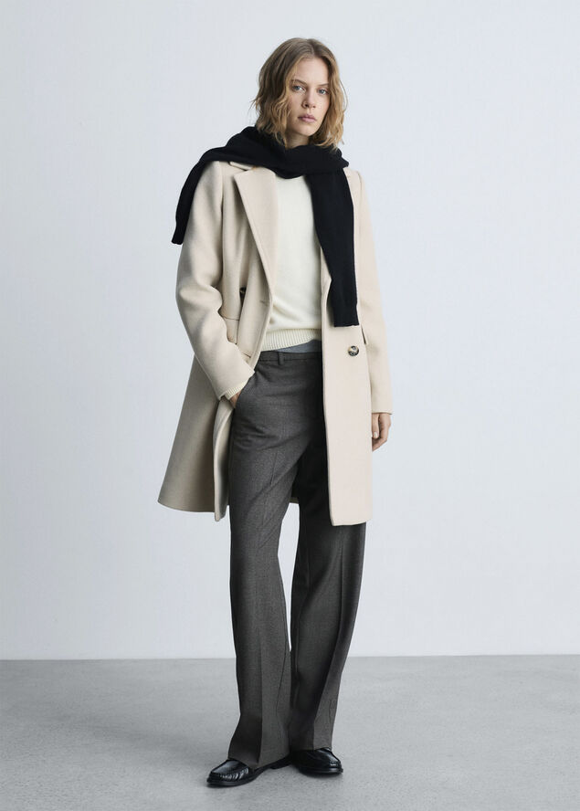 MANGO Double-breasted wool coat Lt pastel grey