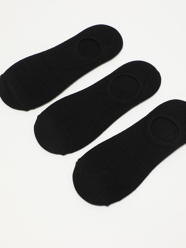 Pacote com 3 pares de meias esportivas invisíveis - Pretas