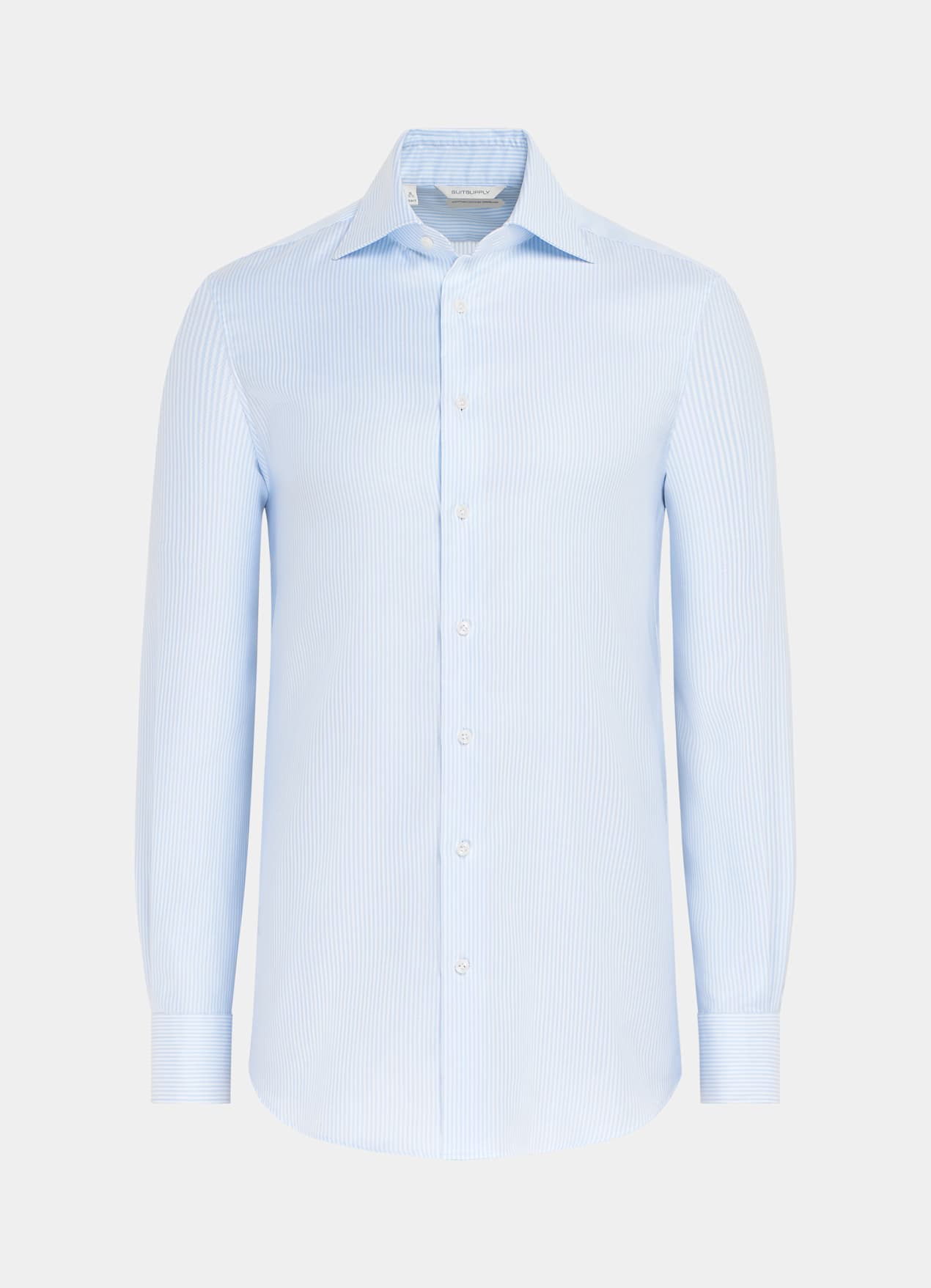 Chemise en oxford coupe très ajustée bleu clair à rayures