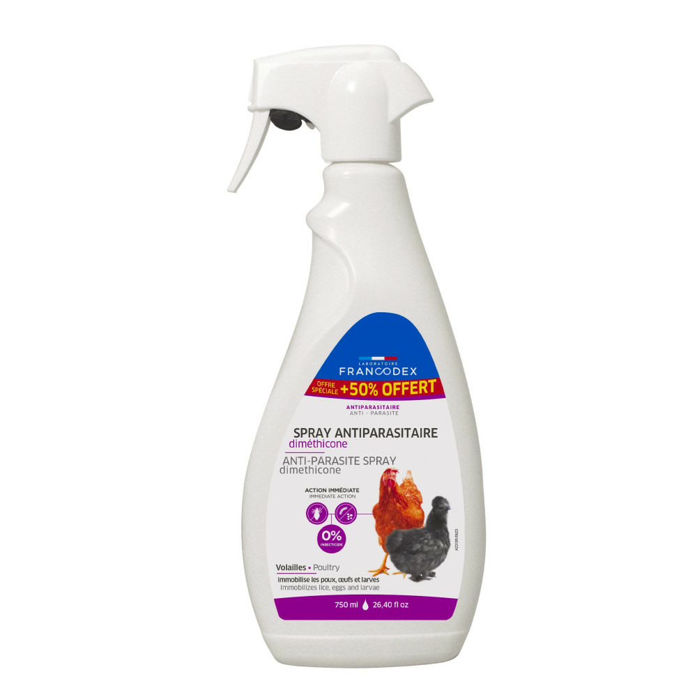 Spray antiparasitaire diméthicone 750 ml pour volailles